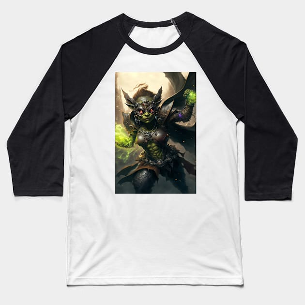 Goblin Sorcerer Superhero Baseball T-Shirt by AICreateWorlds